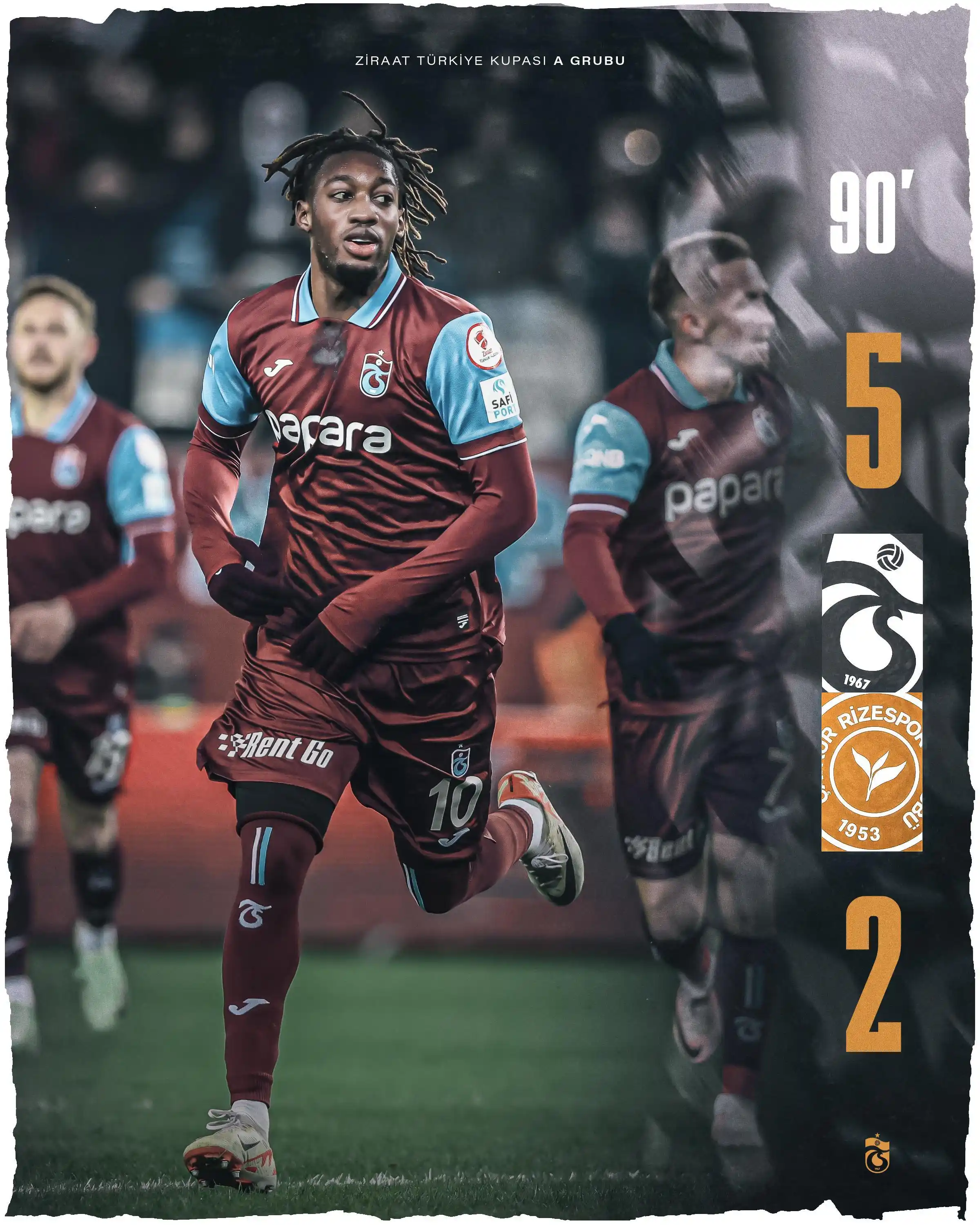 Image from Trabzonspor: Ziraat Türkiye Kupası'nda çeyrek finaldeyiz 💪 Trabzonspor 5-2 Çaykur...