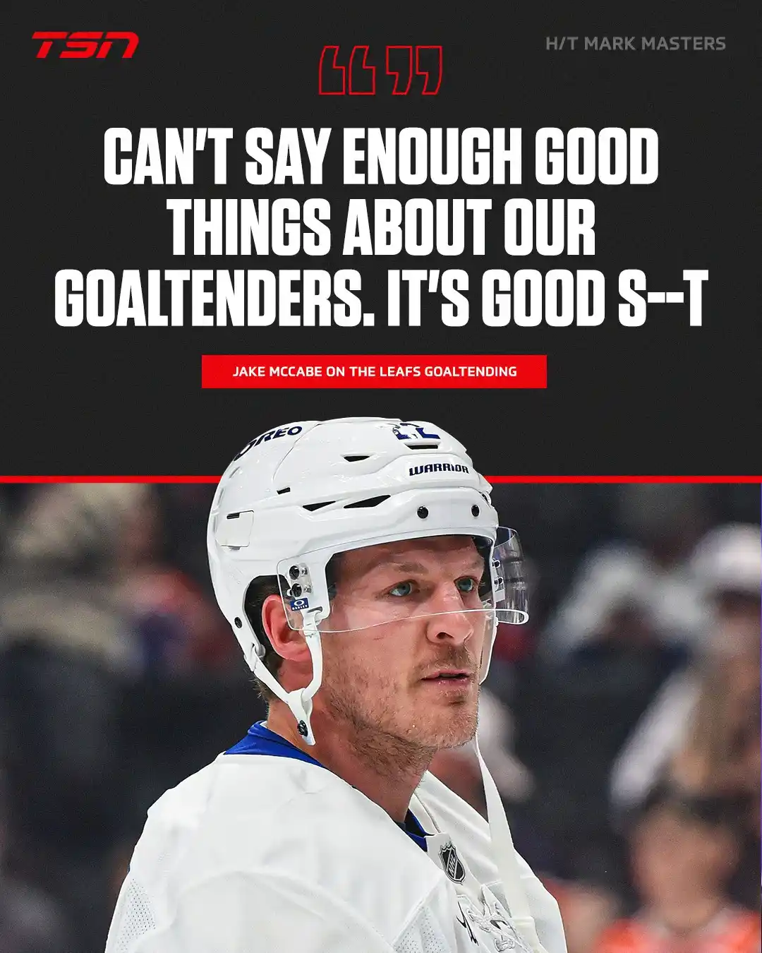 Image from TSN: Jake McCabe commends the Leafs goaltending. (h/t @markhmasters)...