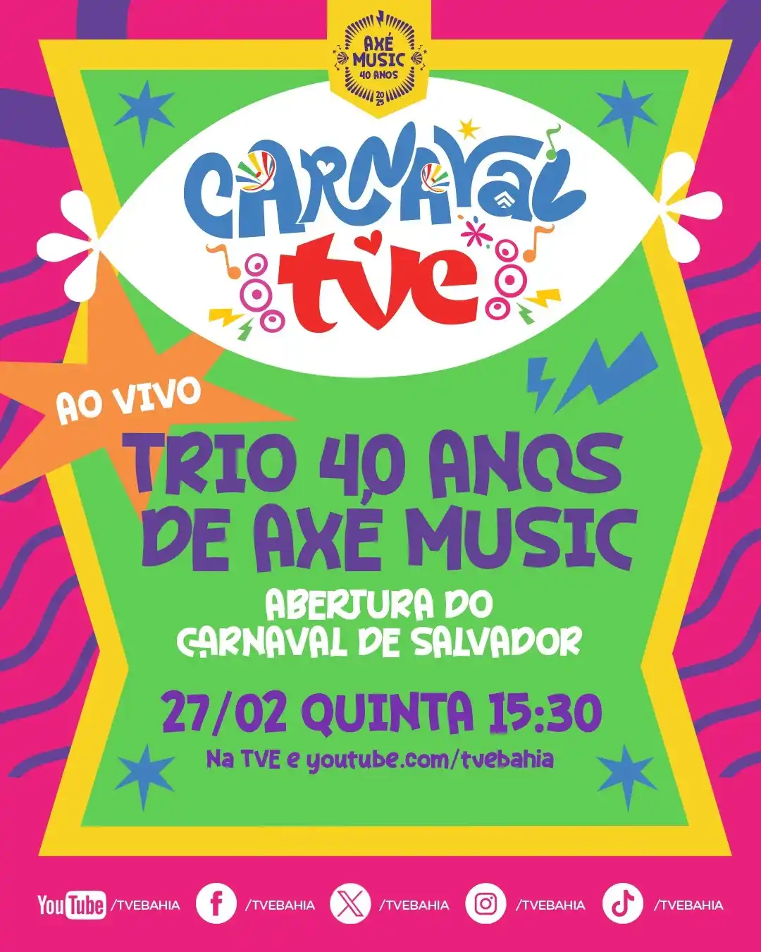 Image from TVE Bahia: Já é quase Carnaval, cidade! 🎶🔥 A contagem regressiva tá acabando! ...