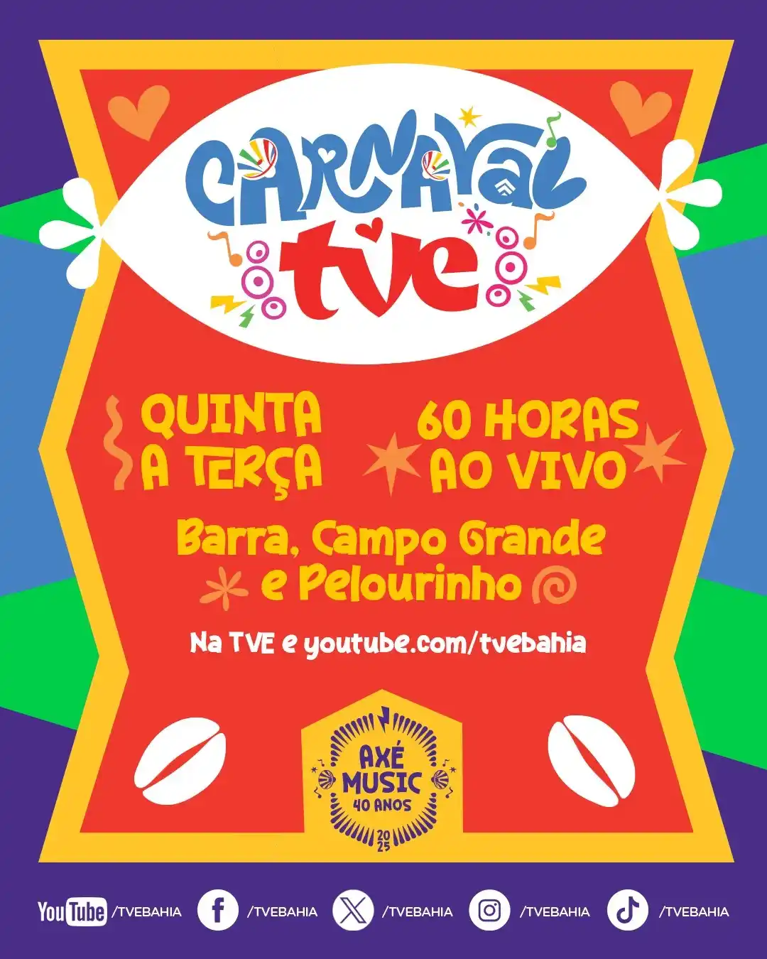 Image from TVE Bahia: *Vem aí a maior transmissão do Carnaval de Salvador!* 🤩🔥🎶🎸 Alegri...
