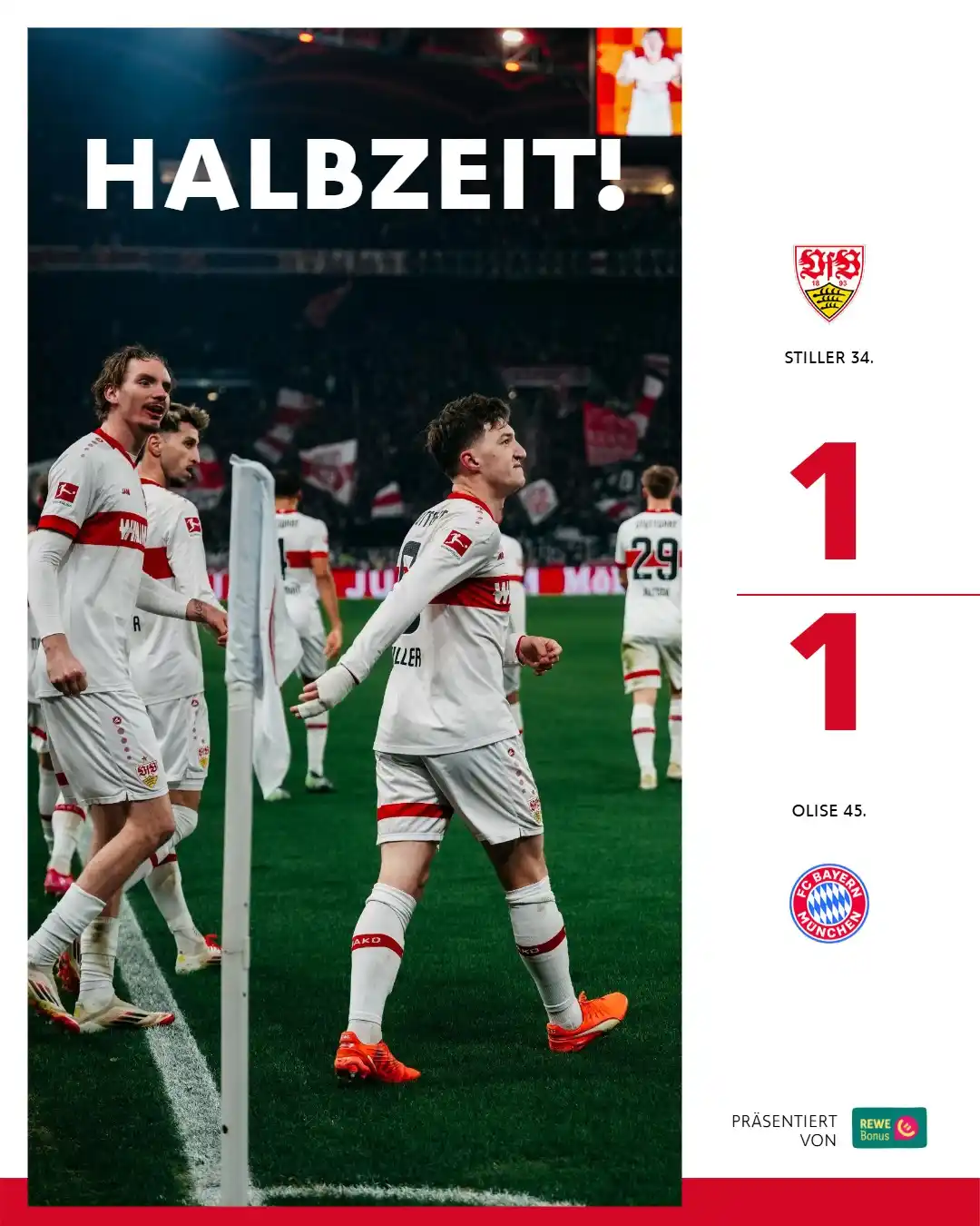 Image from VfB Stuttgart: Halbzeitpause! Wir spielen bislang eine starke Partie gegen den Rekord...