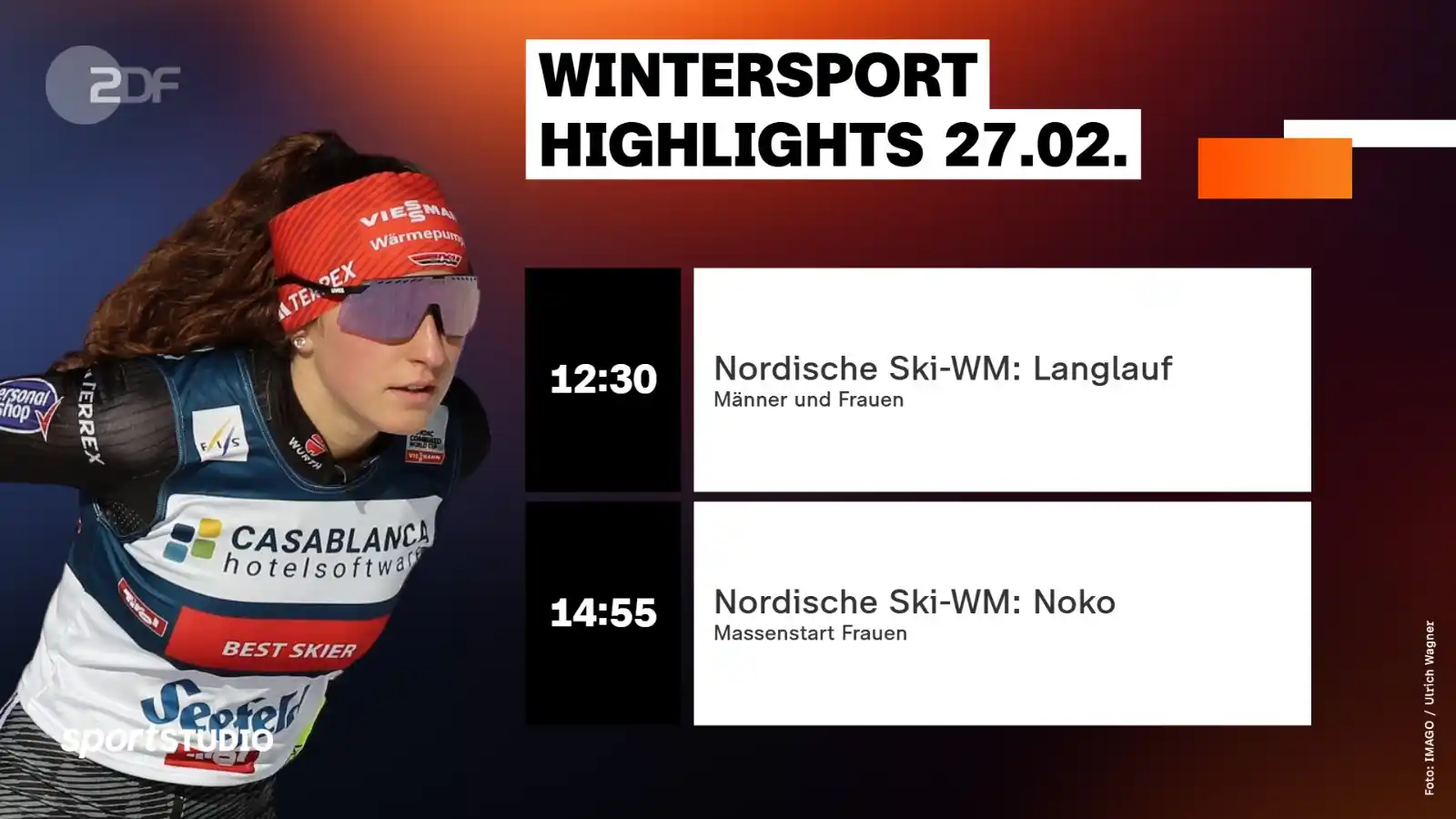 Image from ZDF Sportstudio : Bock auf Wintersport im ZDF? ❄️🧡 🎿✌️ Doppeltes Sprintrennen bei de...