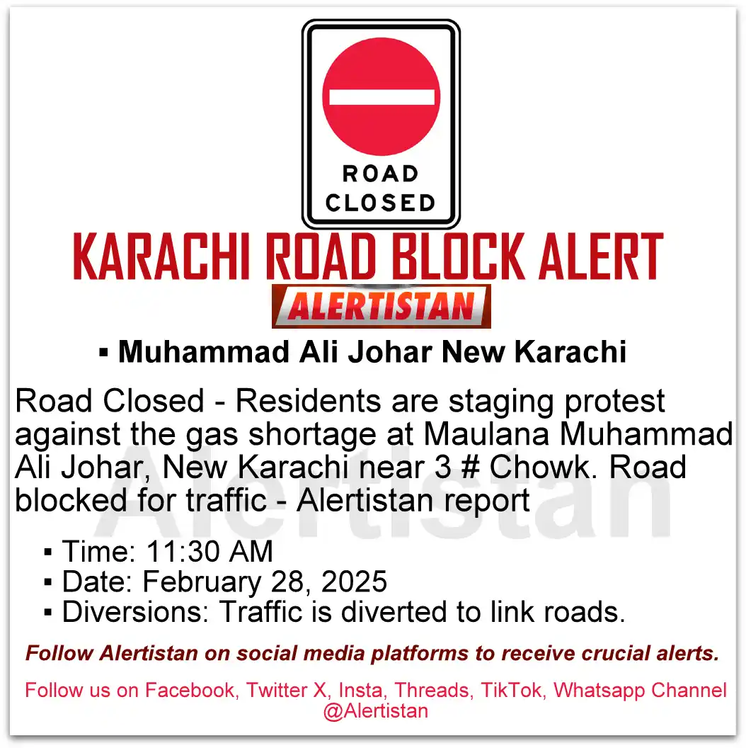Image from Alertistan: *Alertistan Road Block Alert | New Karachi* <a class="text-blue-500 h...