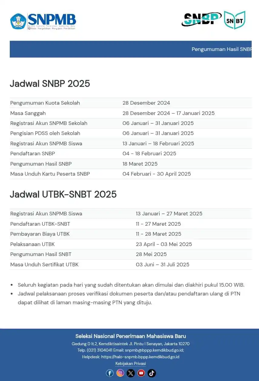 Image from ALL SNBT & MANDIRI 2026: Ini dia Jadwal Resmi SNBP & UTBK-SNBT 2025! 🎓🔥 📌 SNBP 2025 🗓️ Pen...