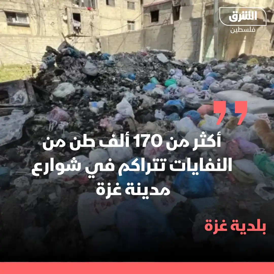 Image from الشرق فلسطين: بلدية غزة:"تعيش مدينة غزة أزمة بيئية وصحية كبيرة نتيجة تراكم النفايات ...