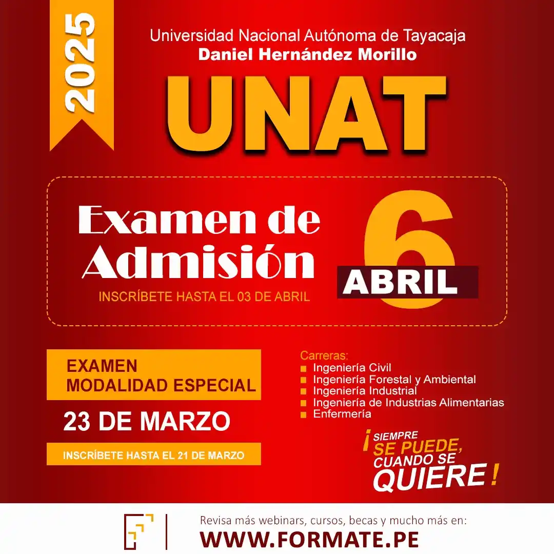 Image from Capacitaciones y Becas - Formate.pe: Examen de Admisión 2025 a la Universidad Nacional Autónoma de Tayacaja...
