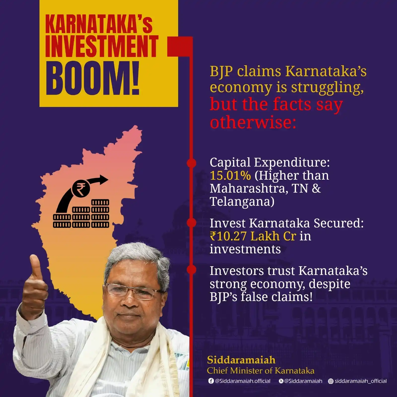Image from Chief Minister Of Karnataka: BJP says Karnataka’s economy is failing, but investors say otherwise! ...