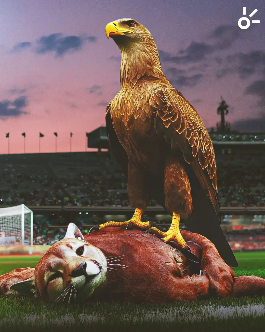 Image from Claro Sports: ¡EL ÁGUILA VUELA Y CAZA AL PUMA, QUE LLEGÓ HERIDO A CIUDAD UNIVERSITAR...