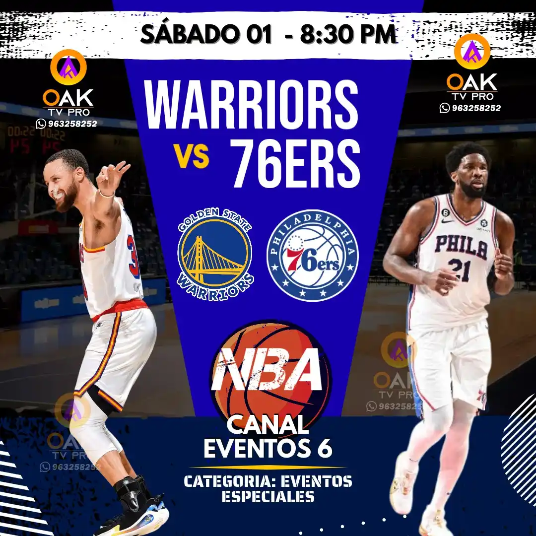 Image from FLYER EVENTOS OAK TV PRO: NBA - Golden State Warriors vs Philadelphia 76ers...