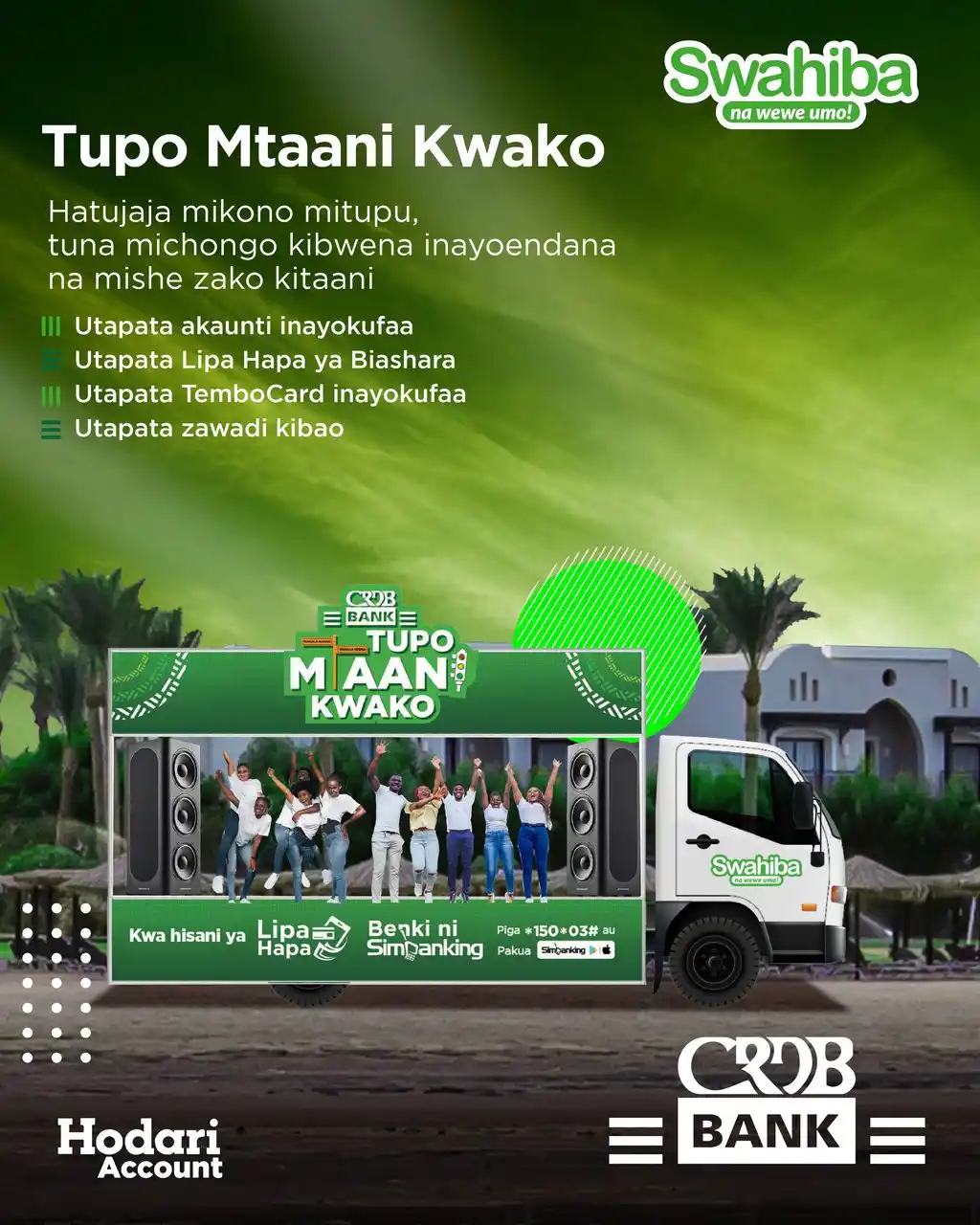 Image from CRDB Bank Plc: Mtaani Kwako pazuri  Swahiba tupo mtaani kwako tukiwa na zawadi na hud...