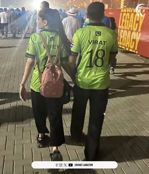 Image from Cricket Addictor: Virat Kohli's No.18 in Pakistan's Colours at Dubai. <a class="text-blu...