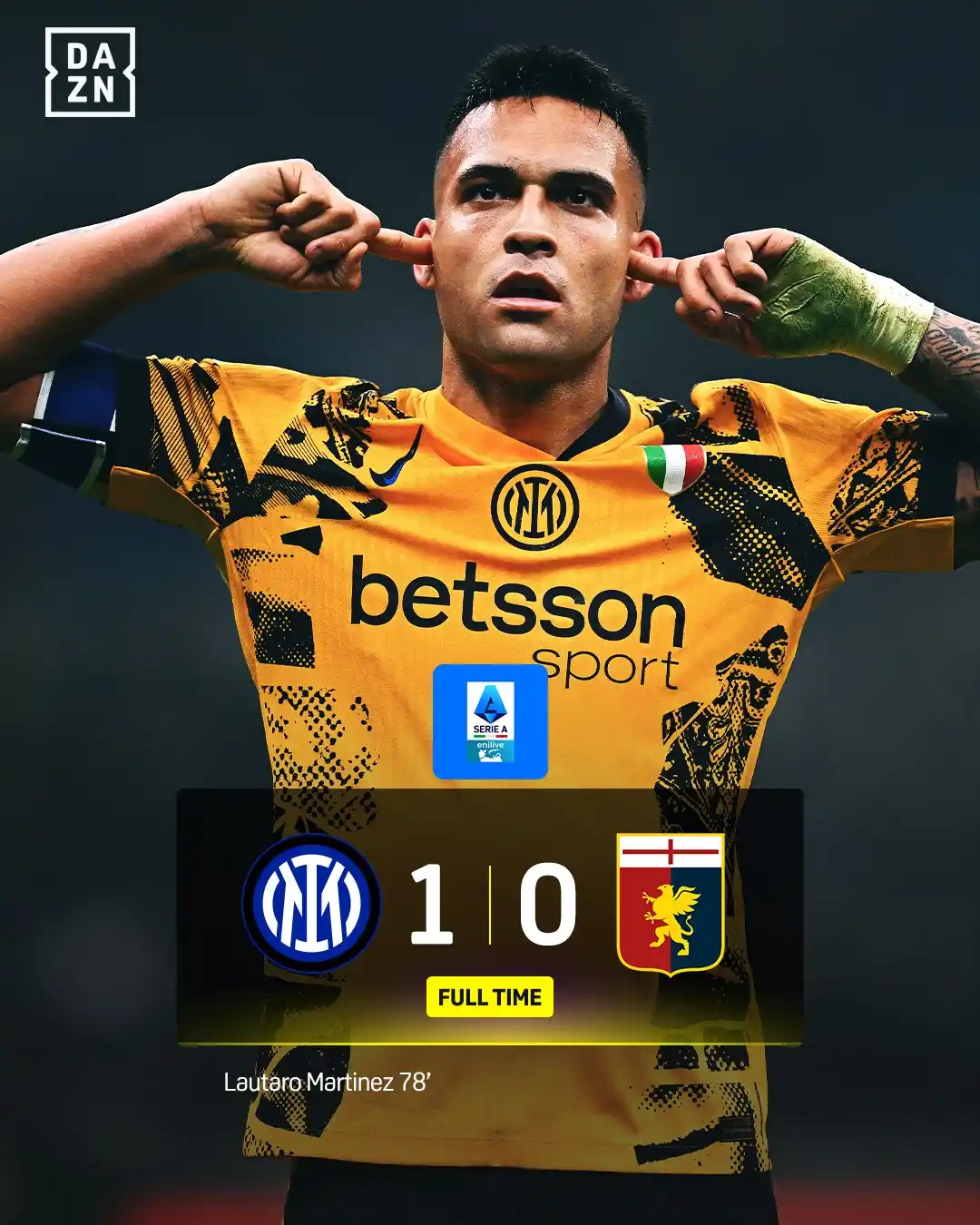 Image from DAZN Italia: Il capitano nel momento del bisogno ©️⚽ Lautaro decide <a class="text-...