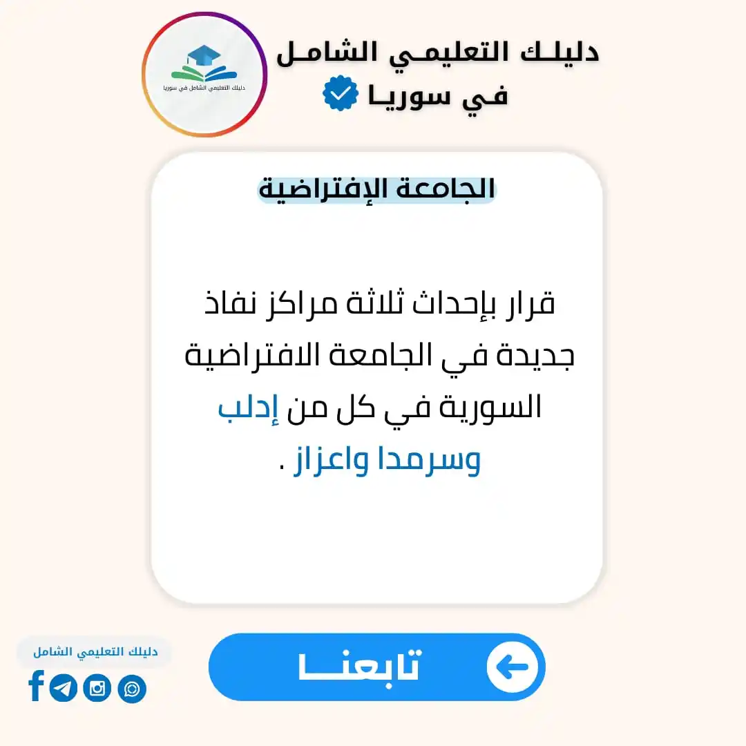 Image from دليلك التعليمي الشامل في سوريا: قرار بإحداث ثلاثة مراكز نفاذ جديدة في <a class="text-blue-500 hover:un...
