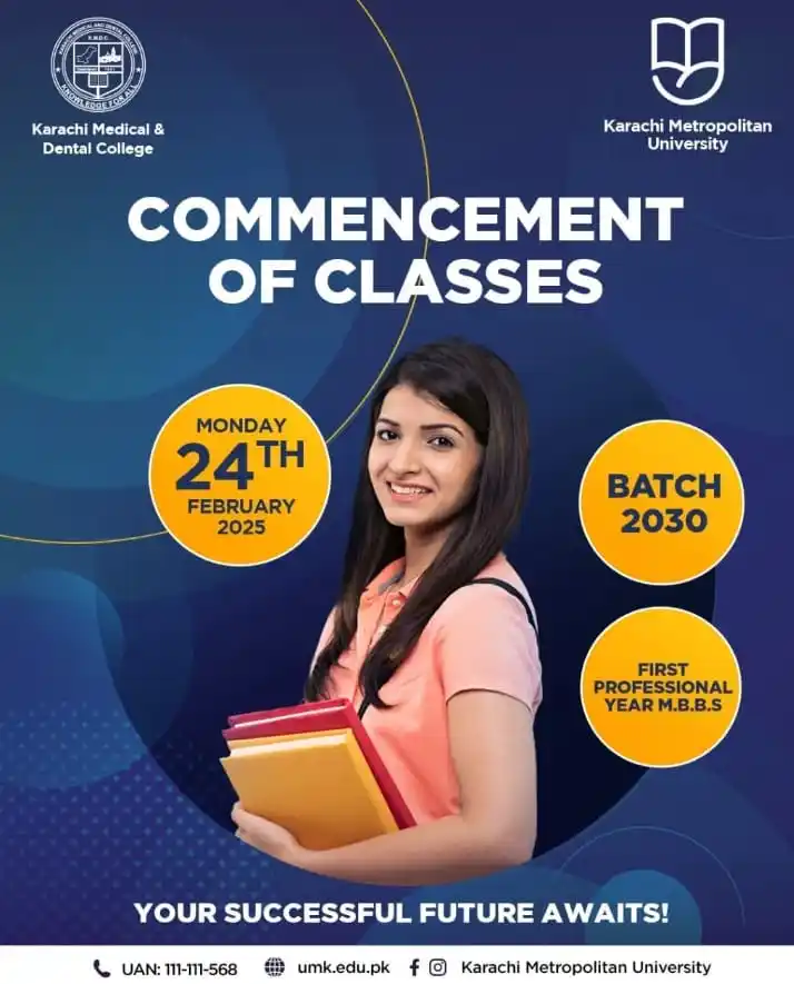 Image from MDCAT Prep Master: ```KMDC Karachi to initiate classes for first year MBBS Session 2024-2...