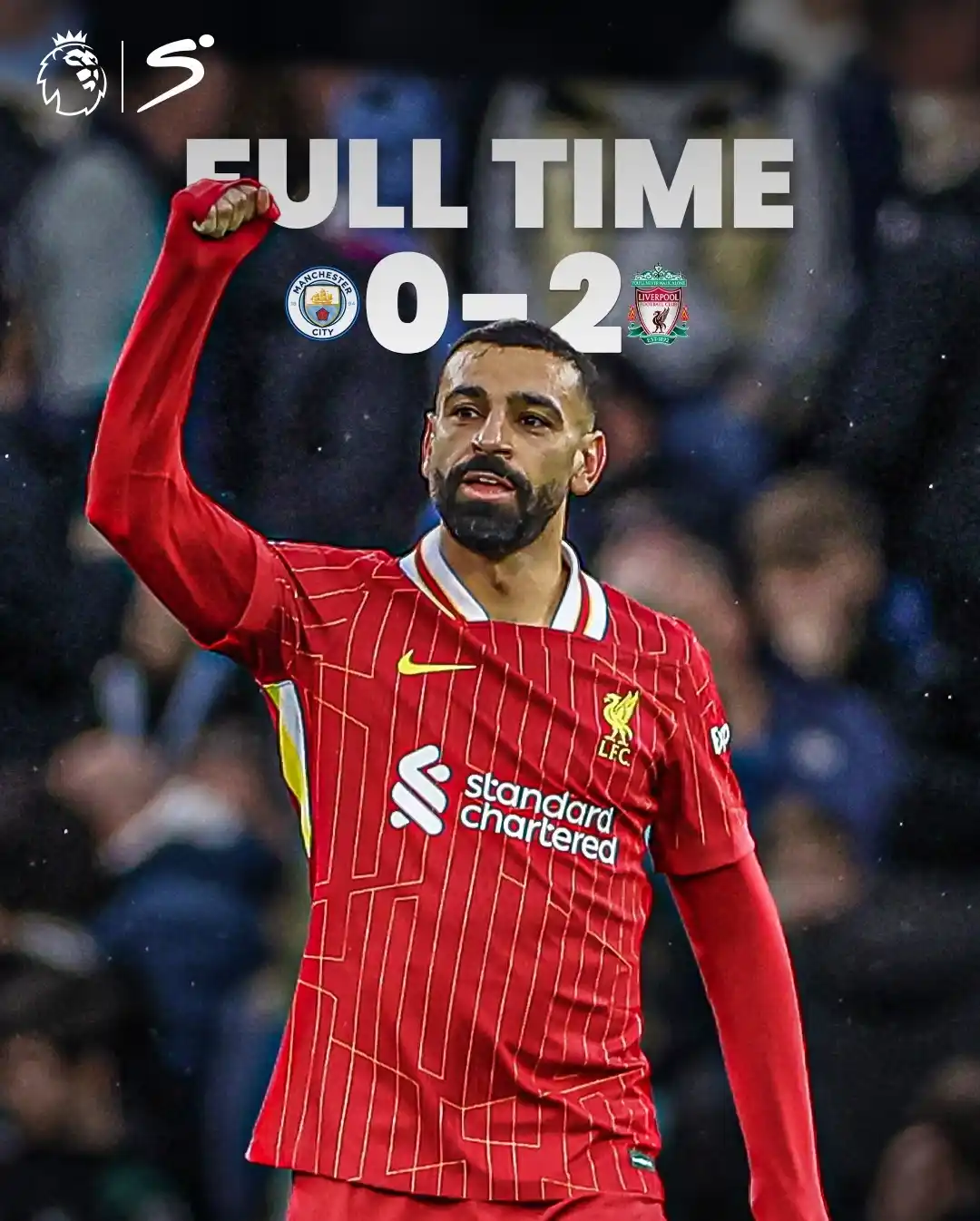 Image from DStv Kenya: *🚨Full-time: Manchester City 0 - 2 Liverpool! 🔴💥* Liverpool fly t...