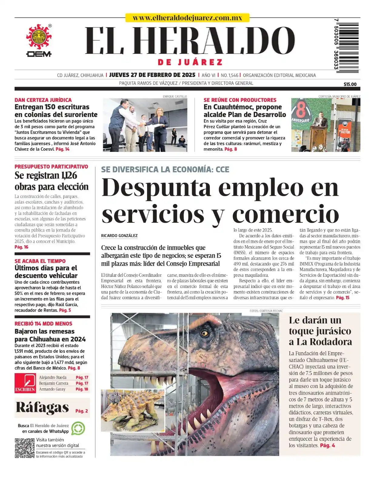 Image from El Heraldo de Juárez: 🌤️ *¡Buenos días!* 🌡️ *Temperatura para hoy* Mínima 8°C | Máxima 18°...