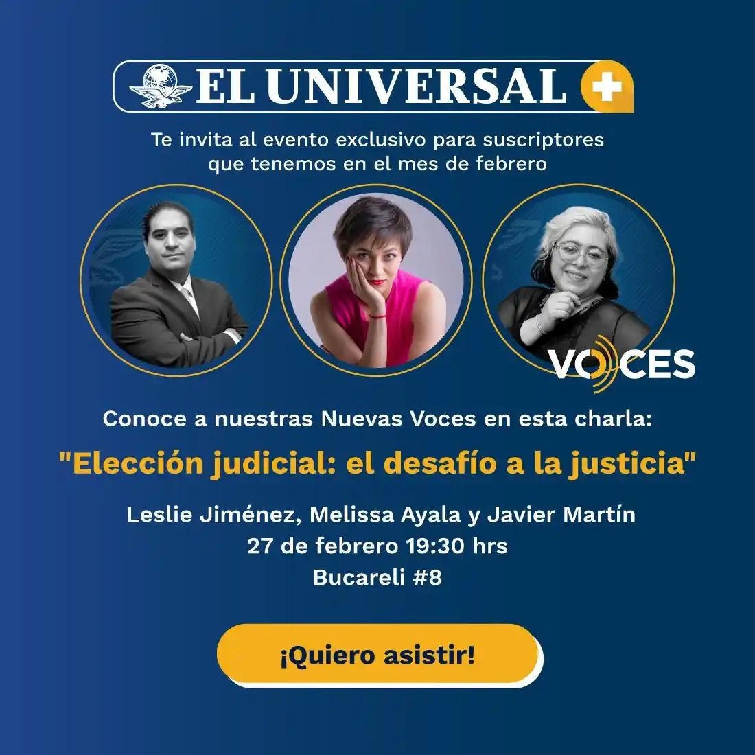 Image from EL UNIVERSAL PLUS MX: ⚖️📢 ¡Evento exclusivo para suscriptores de EL UNIVERSAL! 📢⚖️ Acompá...