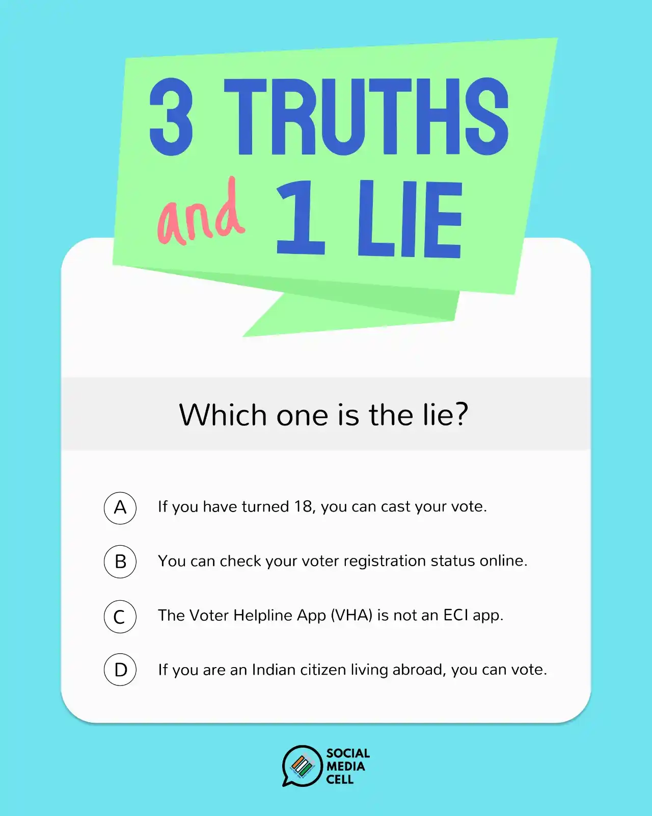 Image from Election Commission Of India: Fact or Fiction? 🤔 Can you spot the lie and test your election knowl...