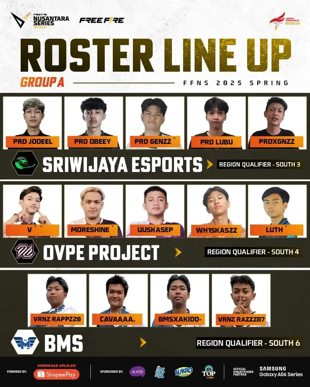Image from Free Fire Community ID Official: *FREE FIRE ESPORTS NEWS :* Roster Line Up FFNS 2025 Spring Play Ins! ...
