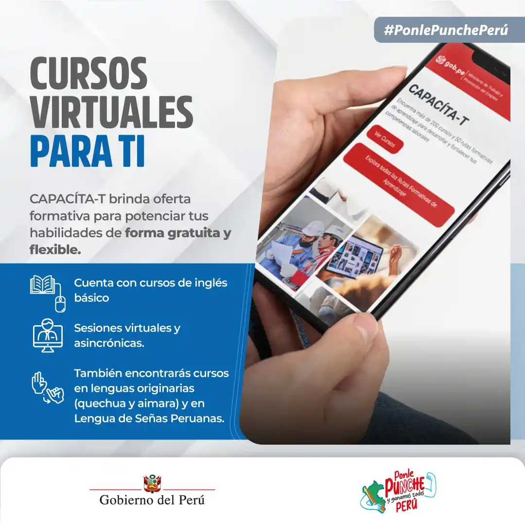 Image from Gobierno del Perú 🇵🇪: ✅ ¡Aprende a tu ritmo! 💡 Fortalece tus habilidades con los cursos gra...