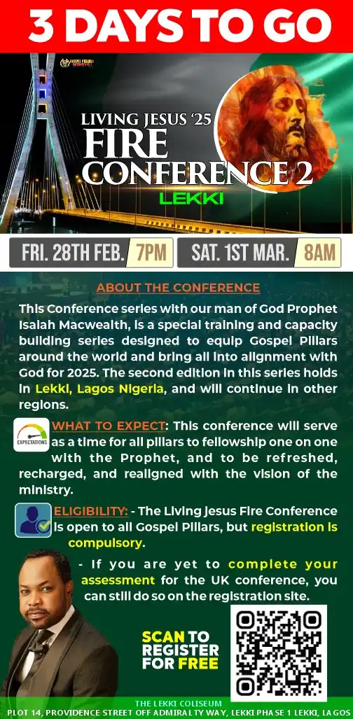 Image from GOSPEL PILLARS: ⏺️ *3 MORE DAYS TO FIRE CONFERENCE 2 - LEKKI. HAVE YOU REGISTERED TO A...