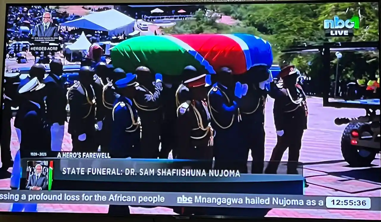 Image from GOtv Namibia: *IN MEMORY OF NUJOMA* | Mourners, including various African leaders, c...