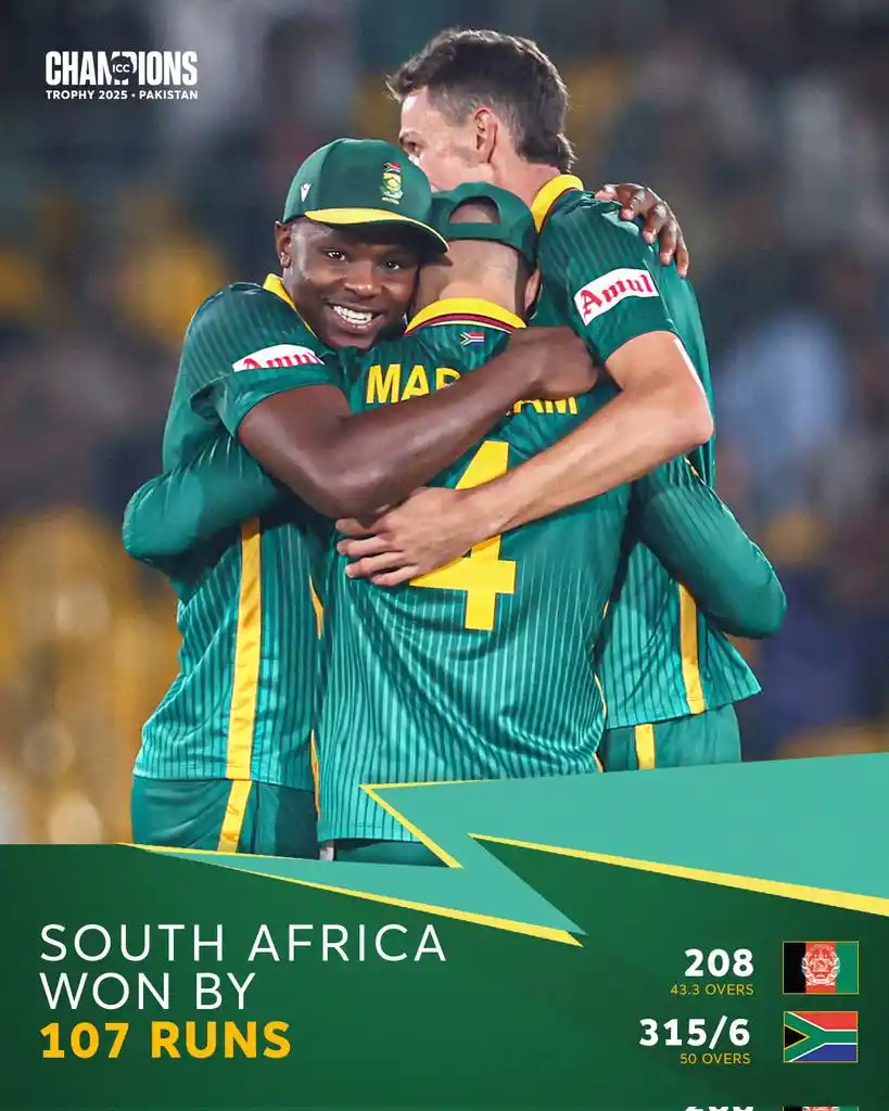 Image from governmentza: 🇿🇦 The Proteas are off to a good start! Let’s keep the momentum goin...