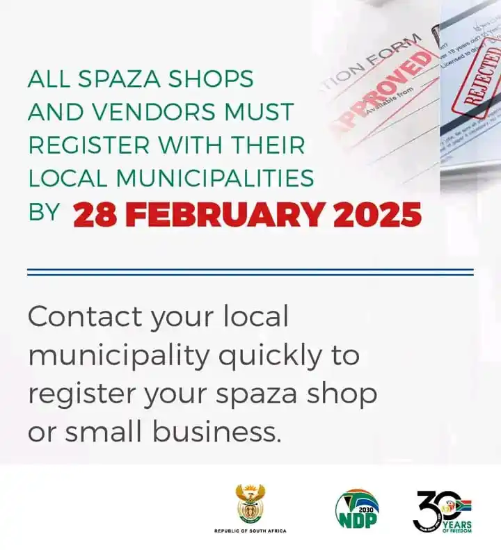 Image from governmentza: 📢 SPAZA SHOP & VENDOR PERMIT REGISTRATION 🏪📄 All spaza shop owners...