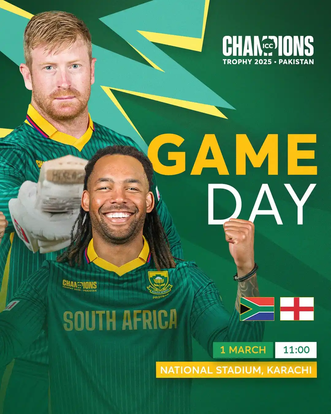 Image from governmentza: 🔥 It’s the final showdown in Group B of the Champions Trophy! South A...