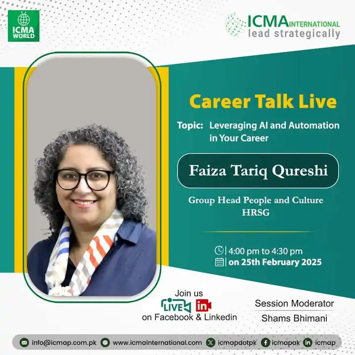 Image from ICMA Legacy: Join a live session “Career Talk" by our Learned Speaker on 25th Febr...