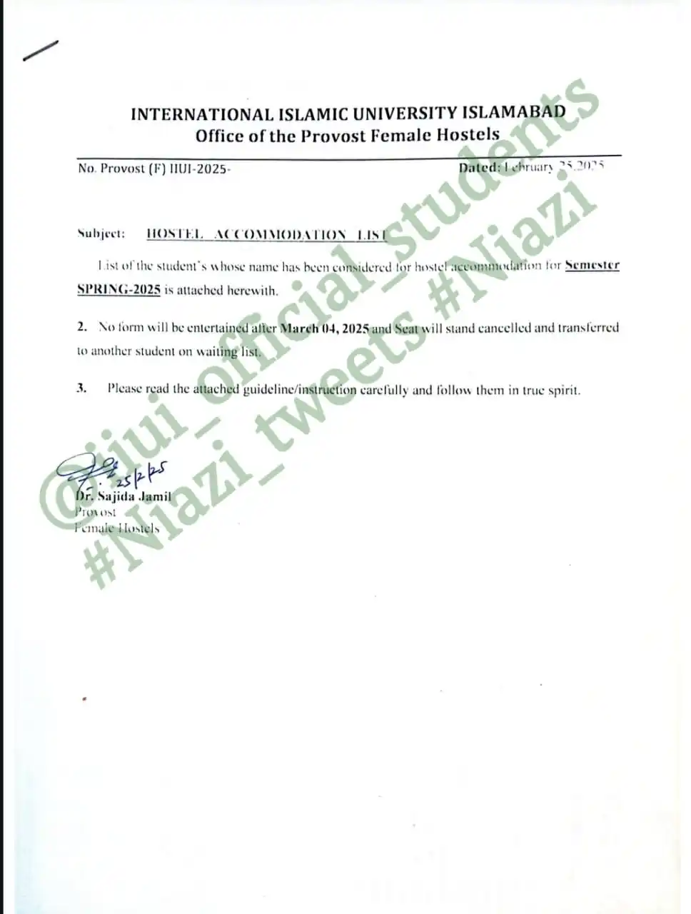 Image from IIUI_OFFICIAL_STUDENTS (#Niazi_tweets): *⚠️ATTENTION* *<a class="text-blue-500 hover:underline cursor-pointer"...