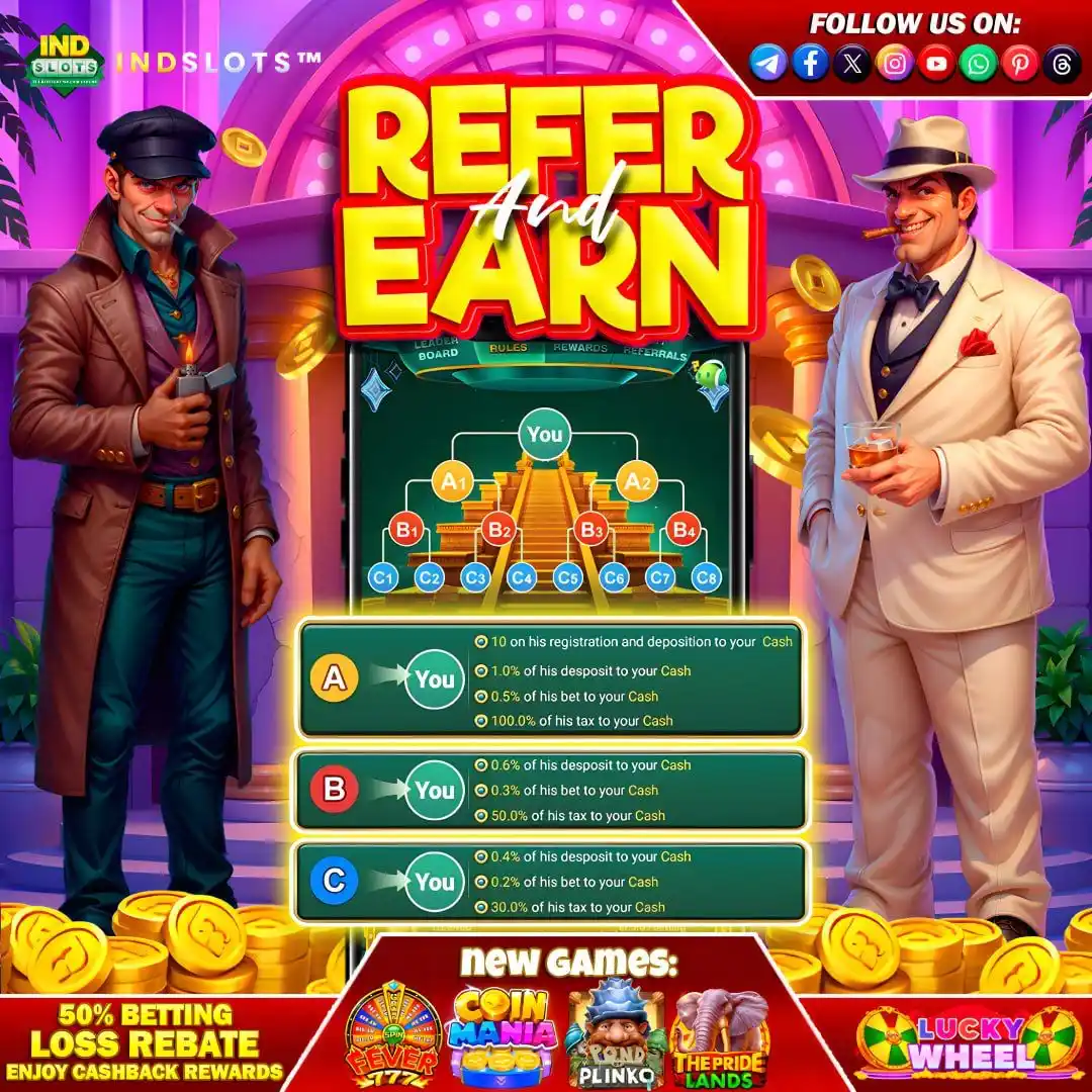 Image from Indslots Official: INDSLOTS |  IND SLOTS |Refer Earn  🔥 Online agents activity has been ...