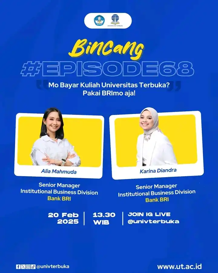 Image from INFO UNIVERSITAS TERBUKA: Halo Sahabat UT, Bincang bersama MinUT kembali lagi nih! Kita akan ngo...