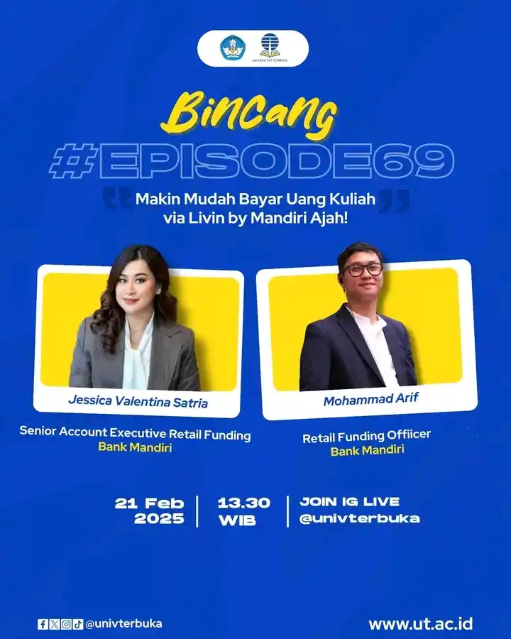 Image from INFO UNIVERSITAS TERBUKA: Halo Sahabat UT, Bincang bersama MinUT kembali lagi nih! Kita akan ngo...