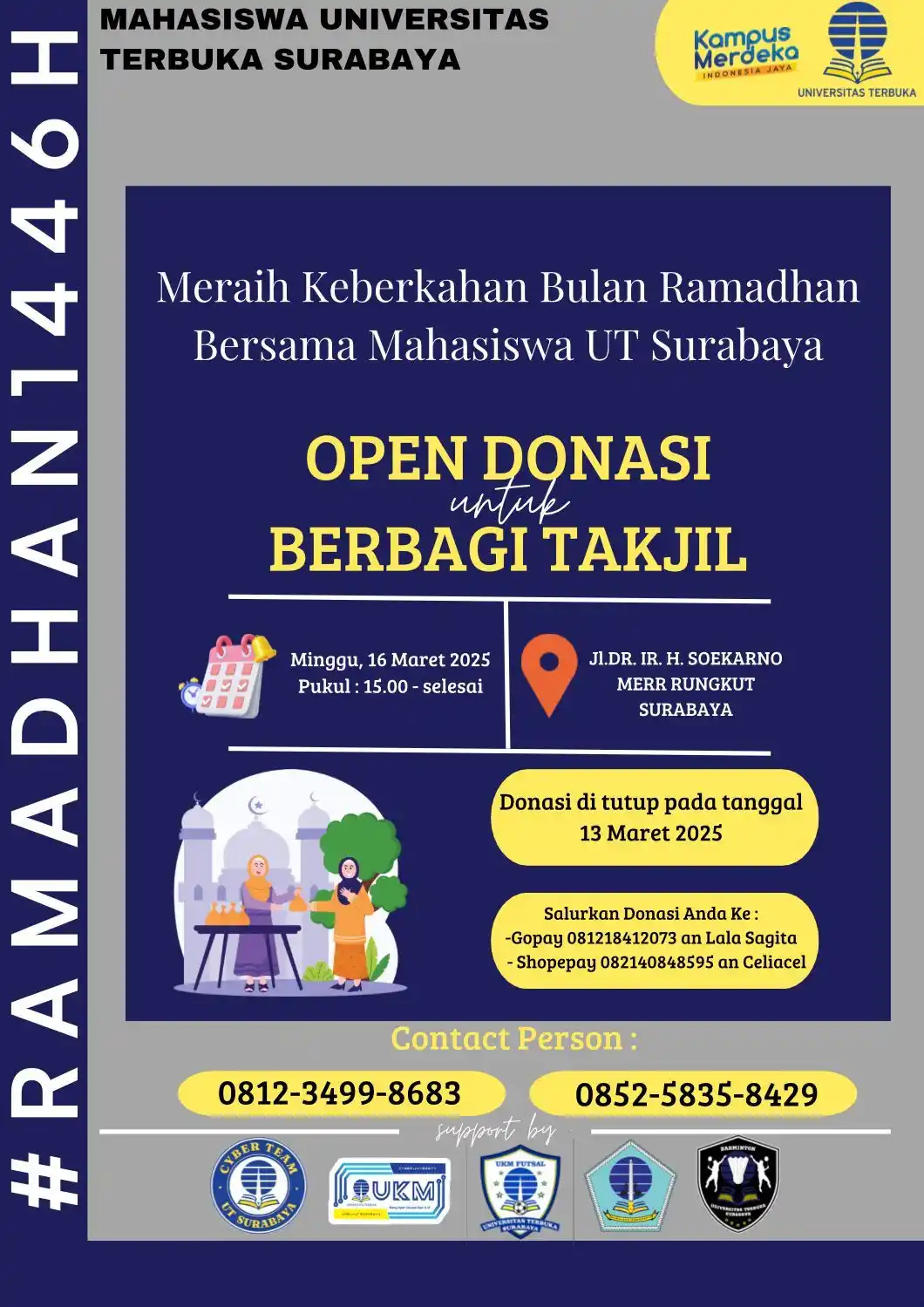 Image from INFO UNIVERSITAS TERBUKA: 🌙✨ Open Donasi: Bagi-Bagi Takjil Ramadhan ✨🌙 Dalam semangat bulan s...