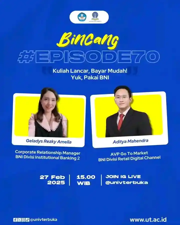 Image from INFO UNIVERSITAS TERBUKA: Halo Sahabat UT, Bincang bersama MinUT kembali lagi nih! Kita akan ngo...