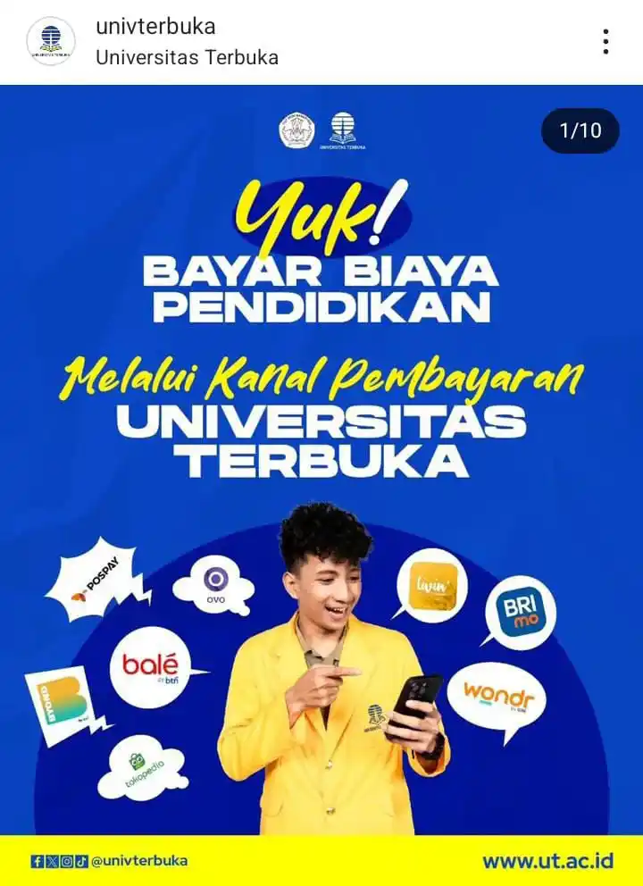 Image from INFO UNIVERSITAS TERBUKA: Halo Sahabat UT! 🌟 Kini, kanal pembayaran biaya pendidikan Universita...