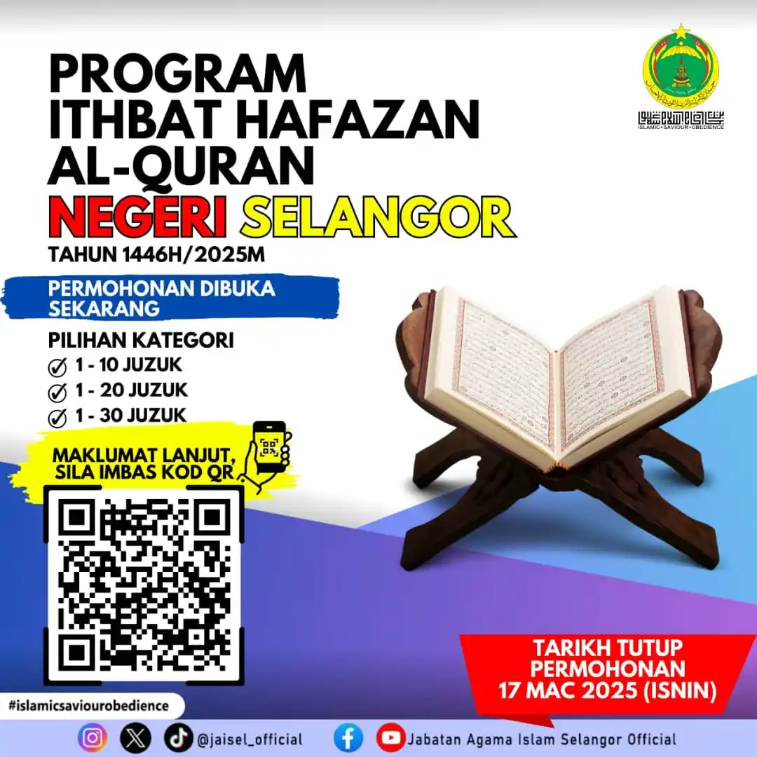Image from Jabatan Agama Islam Selangor Official: ๐ฃ๐ฅ๐ข๐๐ฅ๐๐ ๐๐ง๐๐๐๐ง ๐๐๐๐๐ญ๐๐ก ๐๐-๐ค๐จ๐ฅ๐๐ก ๐ก๐๐๐๐ฅ๏ฟฝ...