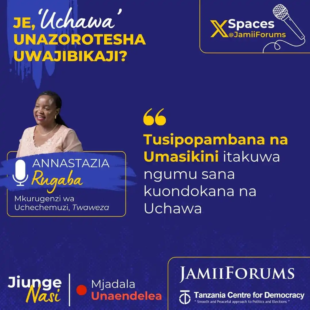 Image from JamiiForums: Mkurugenzi wa Uchechemuzi (Twaweza), Annastazia Rugaba amechangia mjad...