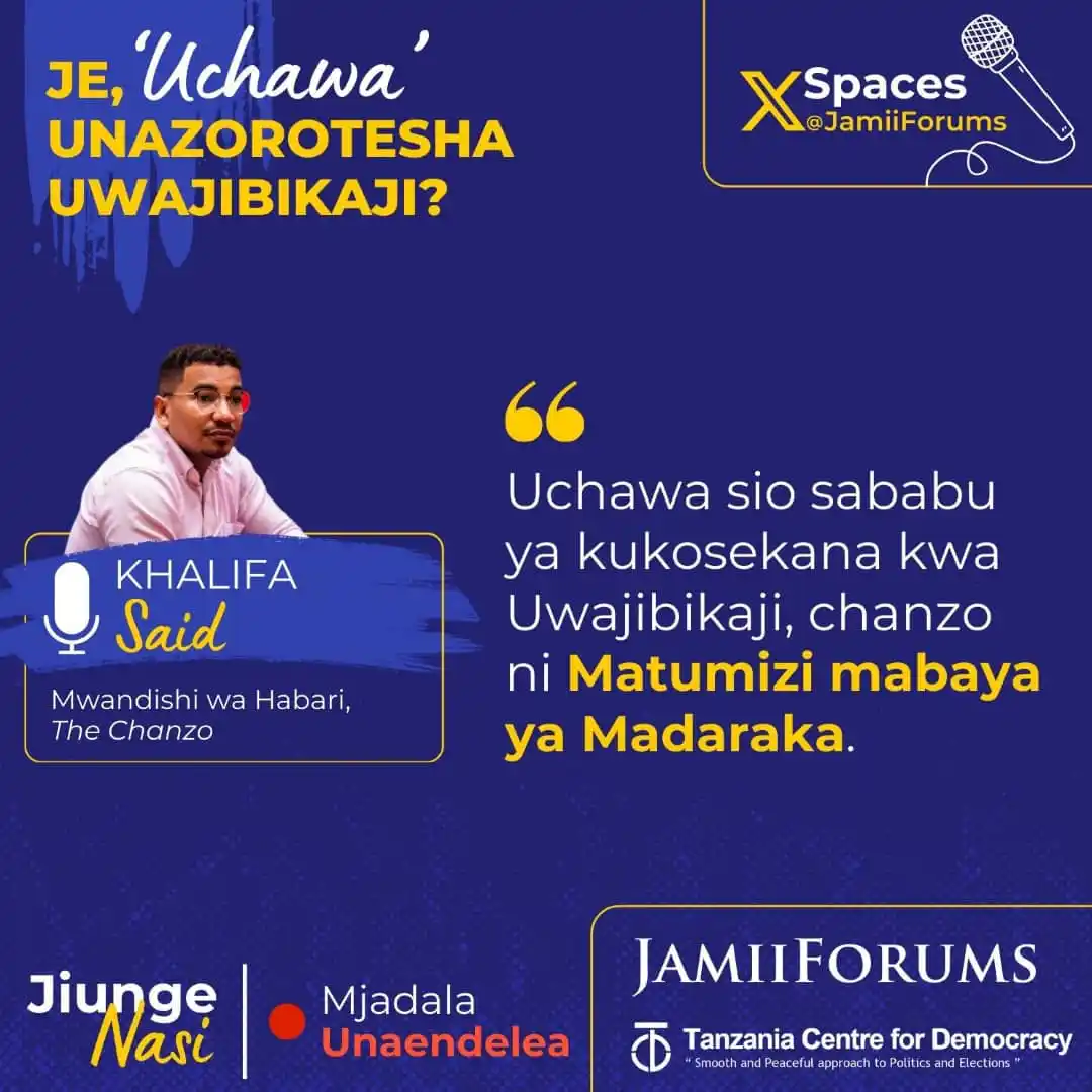 Image from JamiiForums: Akizungumza katika Mjadala wa “Je, 'Uchawa' unakwamisha Uwajibikaji?" ...