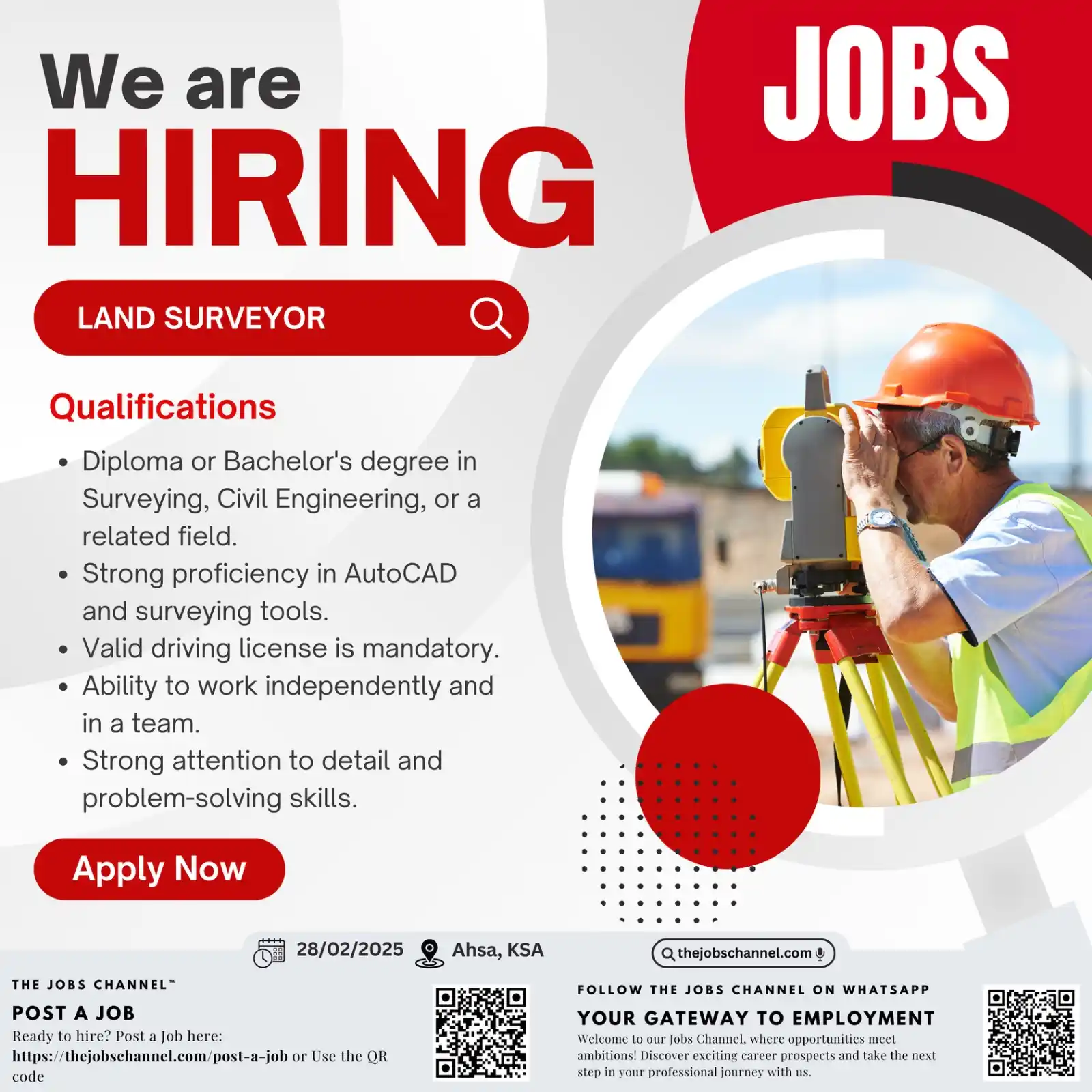 Image from Jobs: 📝 *We Are Hiring – Land Surveyor (With AutoCAD Experience)* We are l...