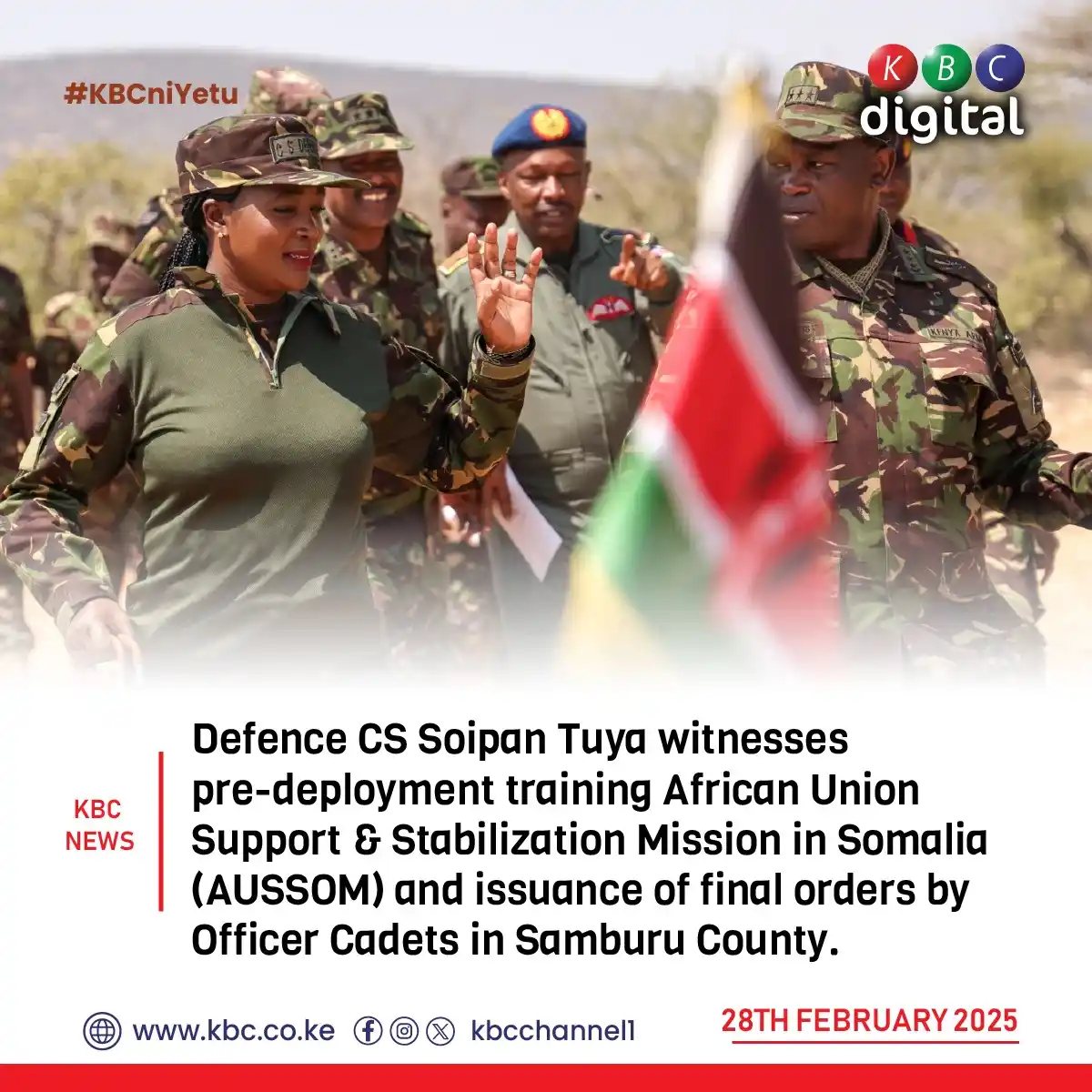 Image from KBC Digital: Defence CS Soipan Tuya witnesses pre-deployment training African Union...