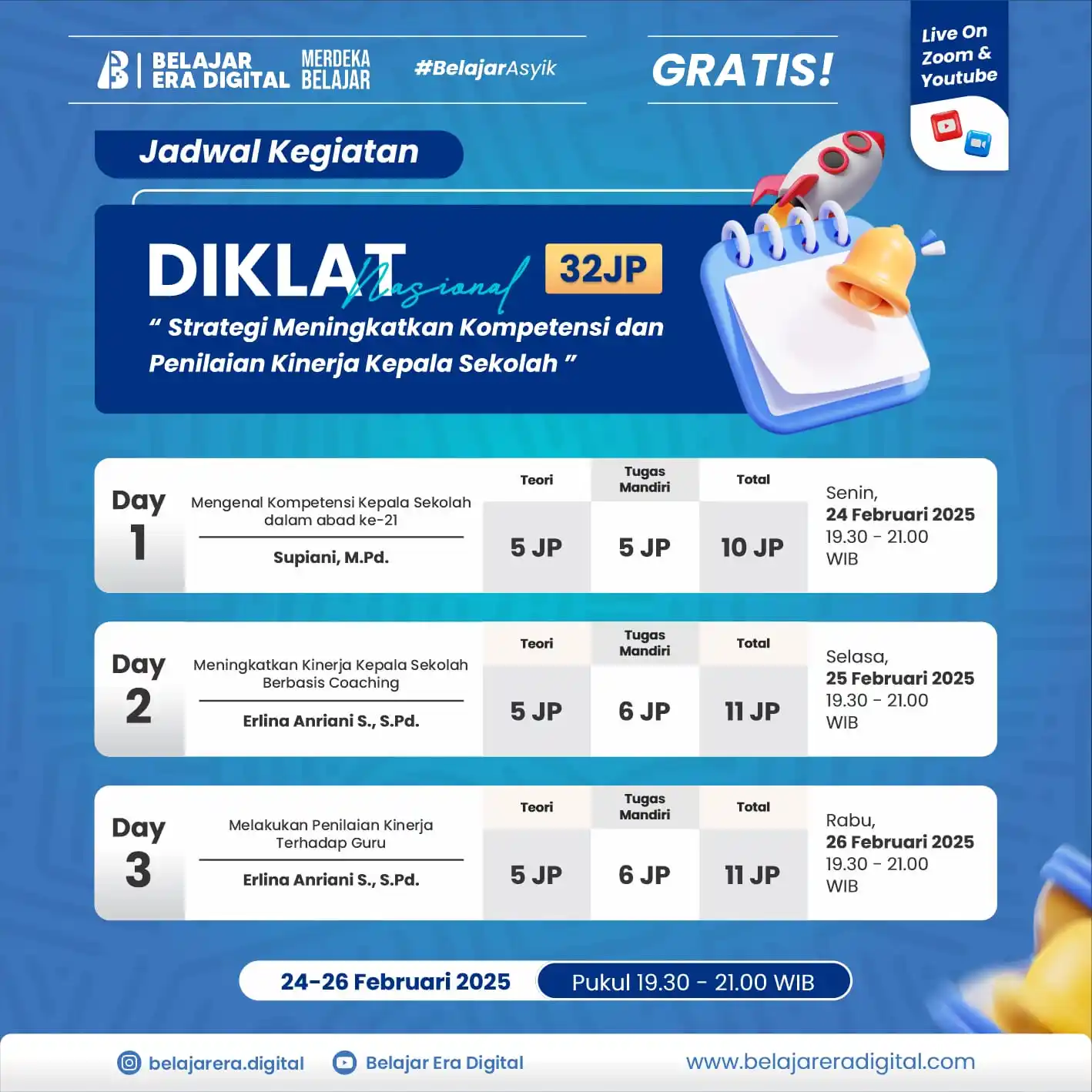 Image from Kelas Belajar Era Digital: 📍 *Informasi Jadwal Diklat Nasional 32 JP* Berikut kami informasikan...