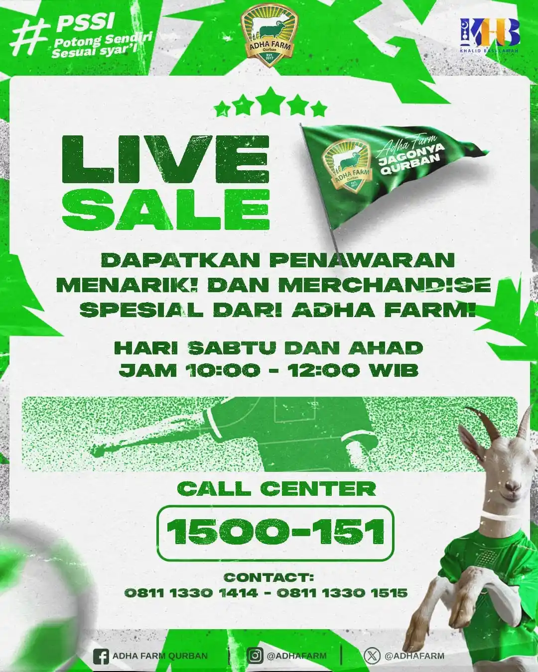 Image from Khalid Basalamah Official: 🔥 LIVE SALE ADHA FARM! 🐐⚽ JEBRETT JEBRETT! 🔥 Gak ada offside! Lang...