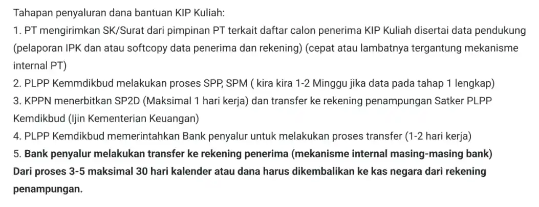 Image from INFORMASI SEPUTAR KIP KULIAH 2025 🇮🇩: Alur proses pencairan KIP K  untuk mahasiswa On going untuk semester 2...