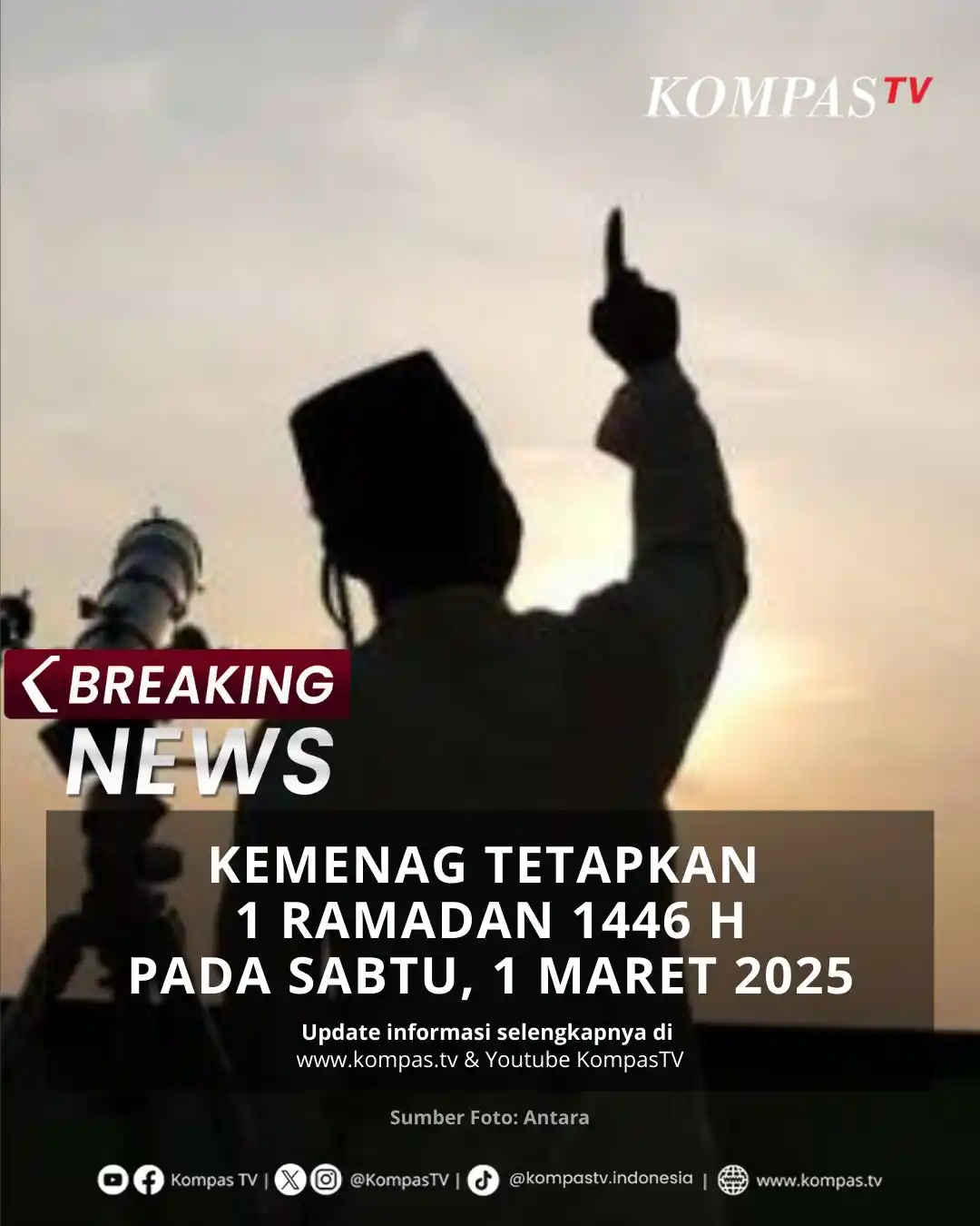 Image from KompasTV: Pemerintah resmi menetapkan 1 Ramadan 1446 H/2025 M jatuh pada Sabtu, ...