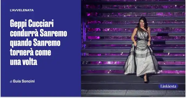 Image from Linkiesta.it: https://www.linkiesta.it/2025/02/geppi-cucciari-sanremo-conduttrice-fe...