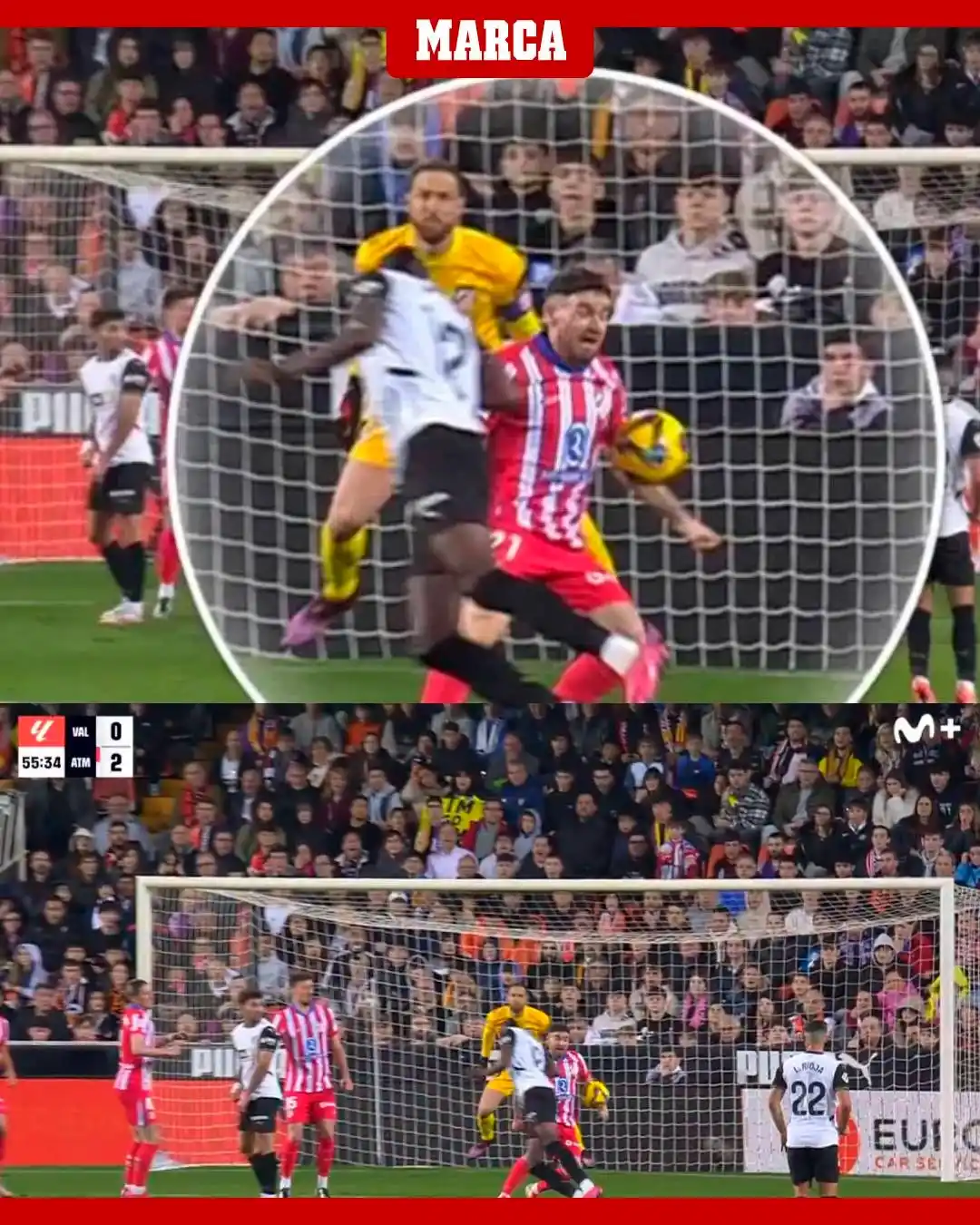 Image from Marca: 🚨‼️ Polémica en Mestalla: ni el árbitro ni el VAR vieron penalti en e...
