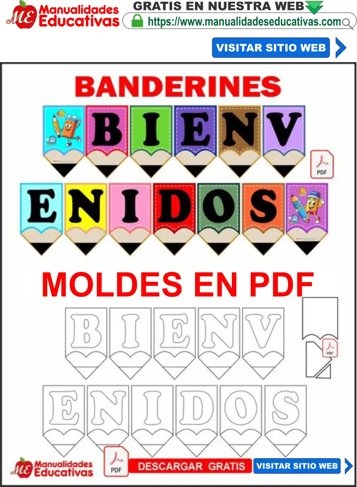 Image from Material Educativo: Banderines y moldes de bienvenidos para imprimir 💟MOLDES COMPLETO en ...