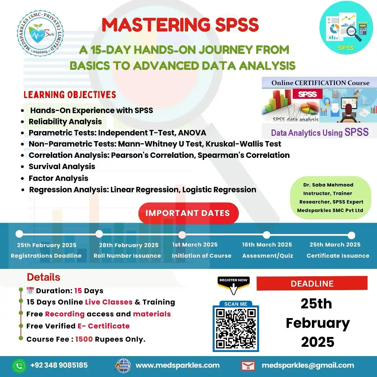 Image from Medsparkles: Final Call! Registration for Mastering SPSS will close on Feb 25 at 9:...